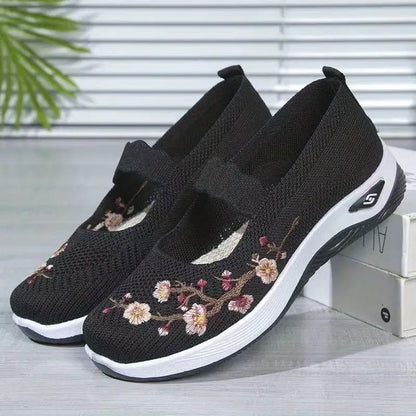 Zapatos de punto con bordado de flores